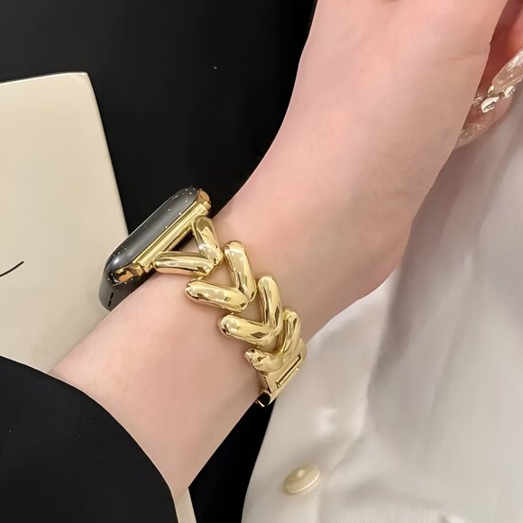 NEW Stylish Adjustable Gold Chain-Link Watch Band For Apple Watch - Picture 5 of 13